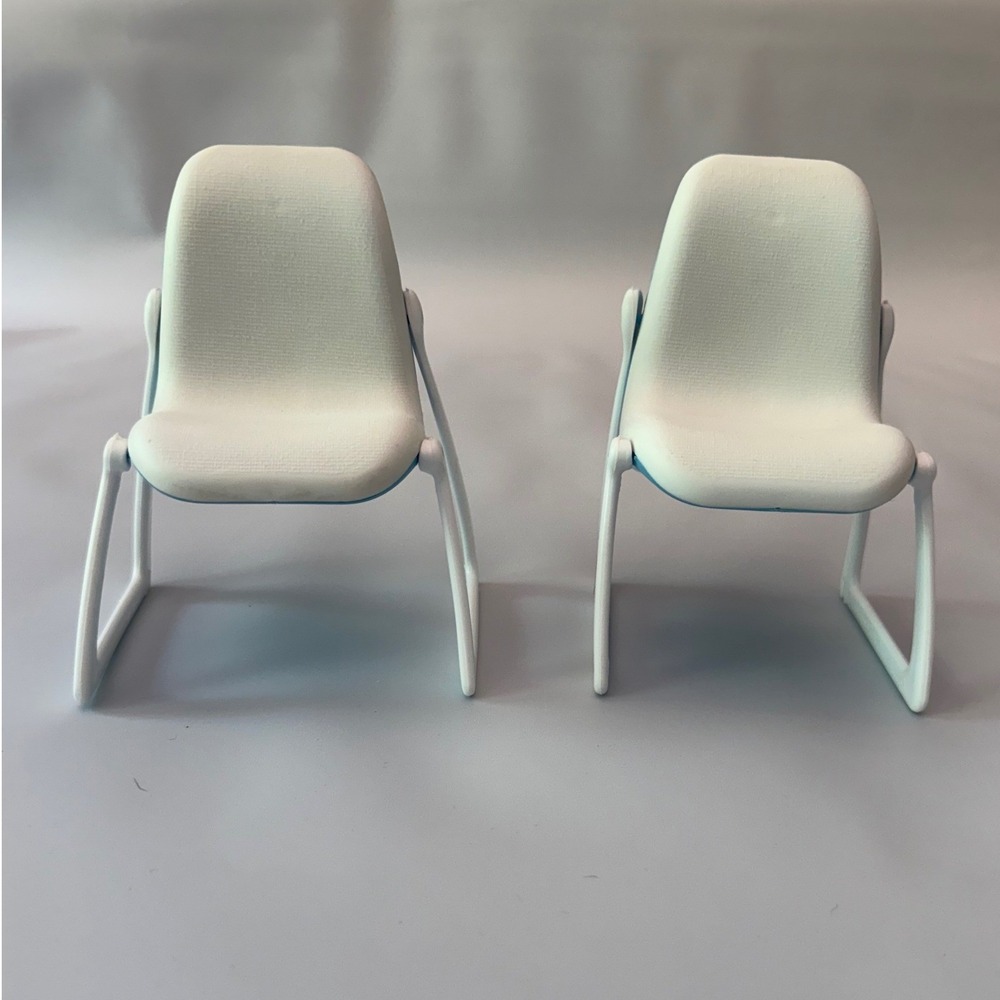 VTG Mattel Barbie Mattel Dream Chairs 1977 Blue White Dollhouse Furniture MCM x2